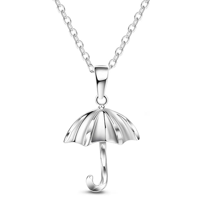Sweetiee 925 Sterling Silber Regenschirm Anhaenger Halsketten Damenschmuck Mit Geschenkbox Liebe Elegant Schoen