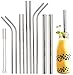 Youngever Reusable Stainless Steel Straws, Metal Straws, with 2 Extra Wide Straws for Smoothie and Bubble Tea, to Go Bag, 20 Ounce and 30 Ounce Tumblers Straws (Silver)