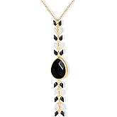 Wrangler Gold Western Y Necklace for Women Statement 14K Country Natural Stone Cowgirl Boho Jewelry