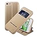 Nouske Swipe Case for iPhone 7 iPhone 8 with Stand/Window View/Magnetic Closing/TPU Bumper/Flip Full Cover Gold