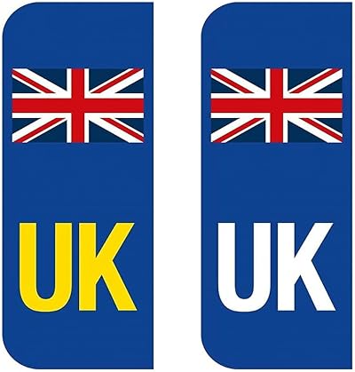 Rubigo 2 Pack UK Number Plate Stickers Self Adhesive Weatherproof EU Compliant