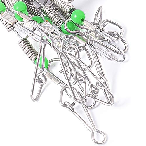 SETLUX Wire Trace Leader Rig Stainless Steel 10x 2 Arms Fishing Rigs Tackle Lure Swivel Snaps Beads - Thumbnail 3