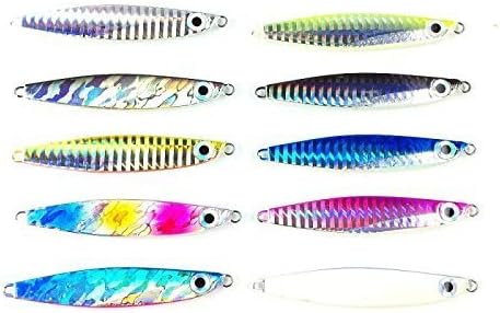 orurudo 10pcs 0.25 oz-2.82 oz (7gram - 80gram) Jig Saltwater Fishing Lure Metal jigs Long Cast Jigging qb100137