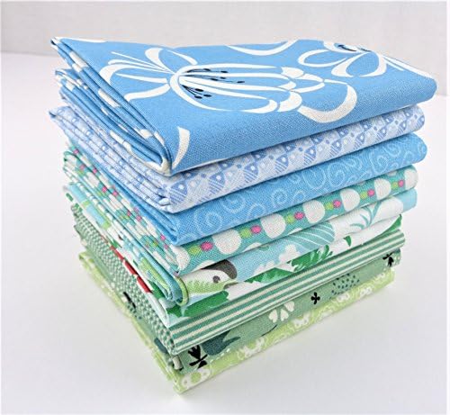 Fat Quarter Bundle 9 Blue Green Aqua Cotton Fabrics