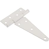 Hardware Essentials T-Hinges, 6in, 2 Pack, White Plated | Rust-resistant steel, broad strap supports heavy doors and gates on 4 x 4 posts, Includes matching screws for install