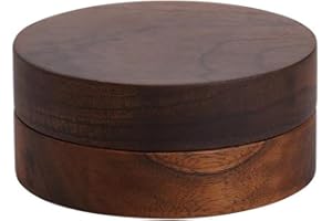 AZOFIA Wooden Ashtray with Lids, Windproof Cigarette Ashtray Smokeless for Indoor or Outdoor, Ash Holder for Patio Desktop Office Smokers, Ash Tray for Tabletop Home Office Décor (Round-Black, M-Size)