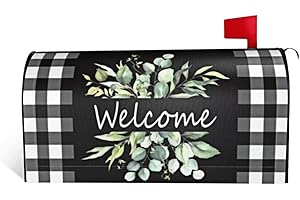 AEIOAE Spring Welcome Mailbox Covers Magnetic Standard Size 18" x 21", Buffalo Plaid Wreath Mailbox Covers Mail Wraps Cover Letter Post Box for Gardern Yard Outdoor Decor