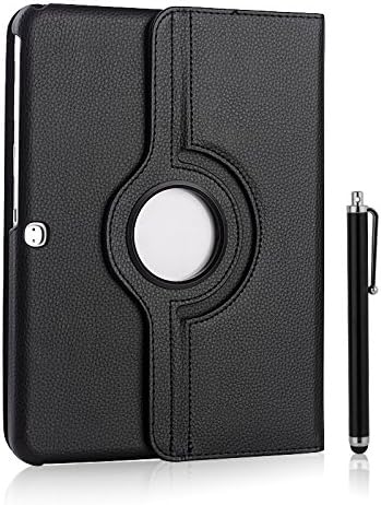 Multi Angle Stand Samsung Galaxy Tab 4 10.1 Case 10.1-inch SM-T530 Tablet Synthetic Leather 360 Degree Rotating Case Cover with Auto Sleep/Wake Function for Samsung Galaxy Tab 4 10.1 inch T530 + Screen Protector + Stylus Pen - Color Black