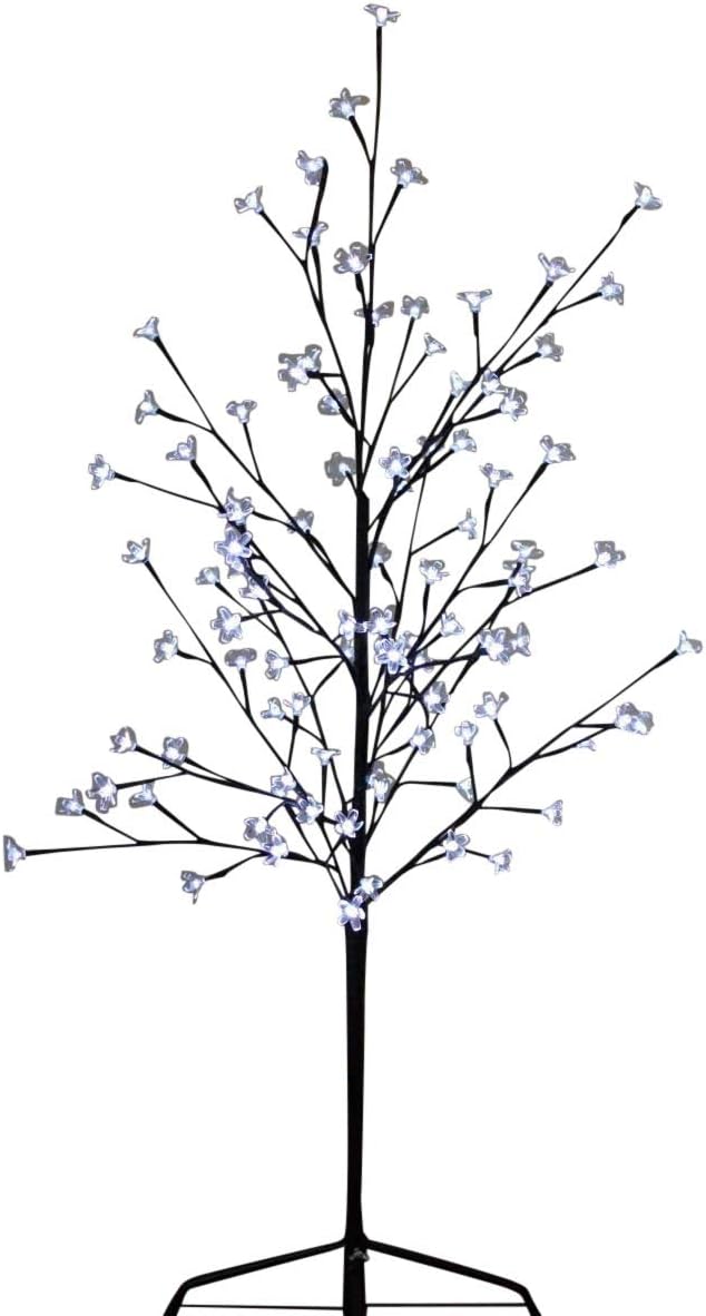 Garden Market Place Light Up Christmas Cherry Tree 1.2M Tall with 100 White Low Voltage LED Lights with Transformer