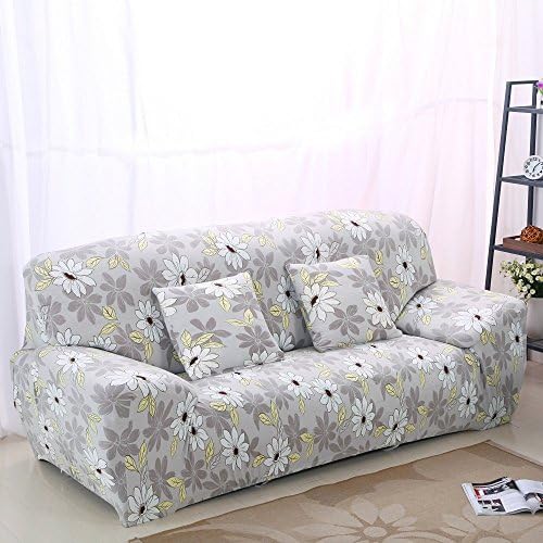 Fanjow Stretch Elastic Fabric Chair Loveseat Sofa Couch Slipcovers Floral Printing Sofa Covers Seat Protectors Without Pillow (3-seat Sofa, Flower Implication)
