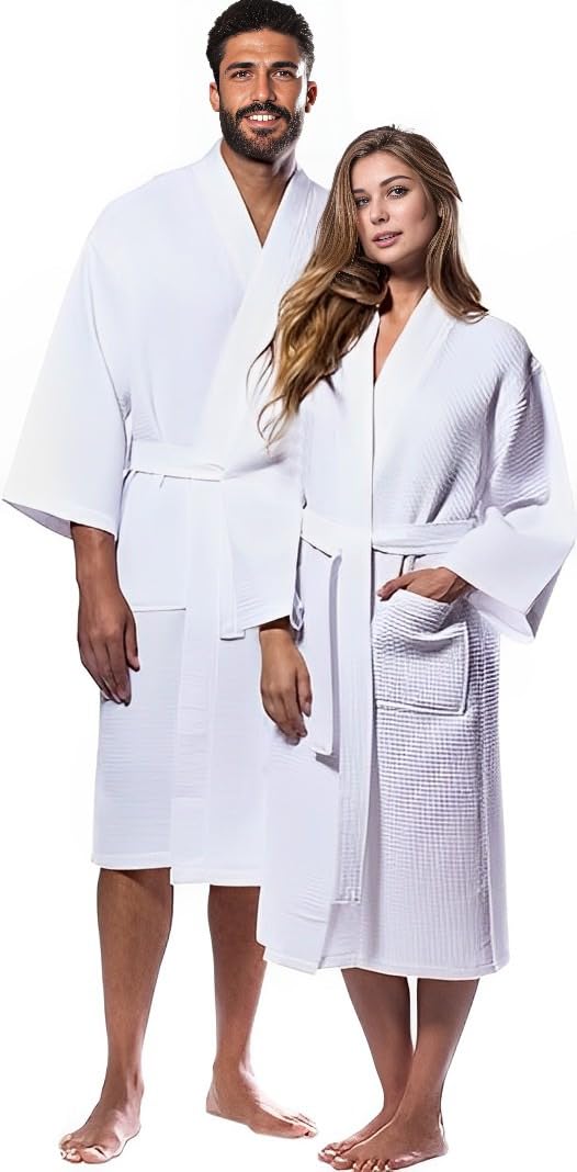 Photo 1 of ***ONLY ONE ROBE FOR WOMEN****   Waffle Knit Lightweight Kimono Spa & Bath Robes for Women - Quick Dry - Soft (US, Alpha, One Size, Regular, Regular, WHITE)