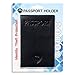 Alban Leather Passport Holder with Boarding Pass Pocket. RFID Blocking. - Black