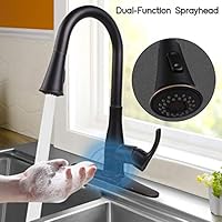 Touchless Kitchen Faucet,Soosi Motion Sensor Single Handle Kitchen Faucets One Hole/Three Hole 3-function Kitchen Faucets with Pull Down Sprayer Spot Free Oil Rubber Bronze Stainless Steel Lead Free