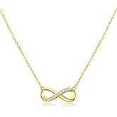 BYIA 925 Sterling Silver Infinity Necklaces for Women 14K Gold Plated Dainty Necklace with 3A Cubic Zirconia Minimalist Jewelry Gift for Her Symbol of Eternal Love Hypoallergenic