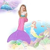 Zoom Cozy Mermaid Tail Blanket,All Season Warm Sleeping Bags for kids .Cute Gift(Pink and Purple) (S, Pink)