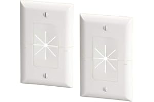 DATA COMM DataComm Electronics 45-0017-WH-2PK (2 Pack) Split Style TV Plate with Flexible AV/HDMI Cable Pass-Through - White