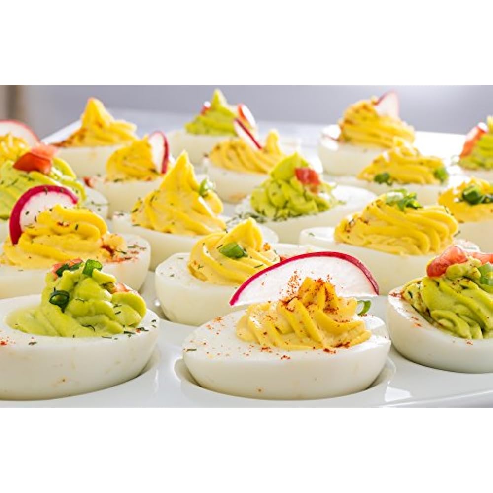 Deviled Egg Dish White Porcelain 13 Inch Holds 24 Eggs. Plates