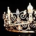 Frcolor Men's Crown, Crystal Full Round King Crown for Prom Party Hats Costume Accessories