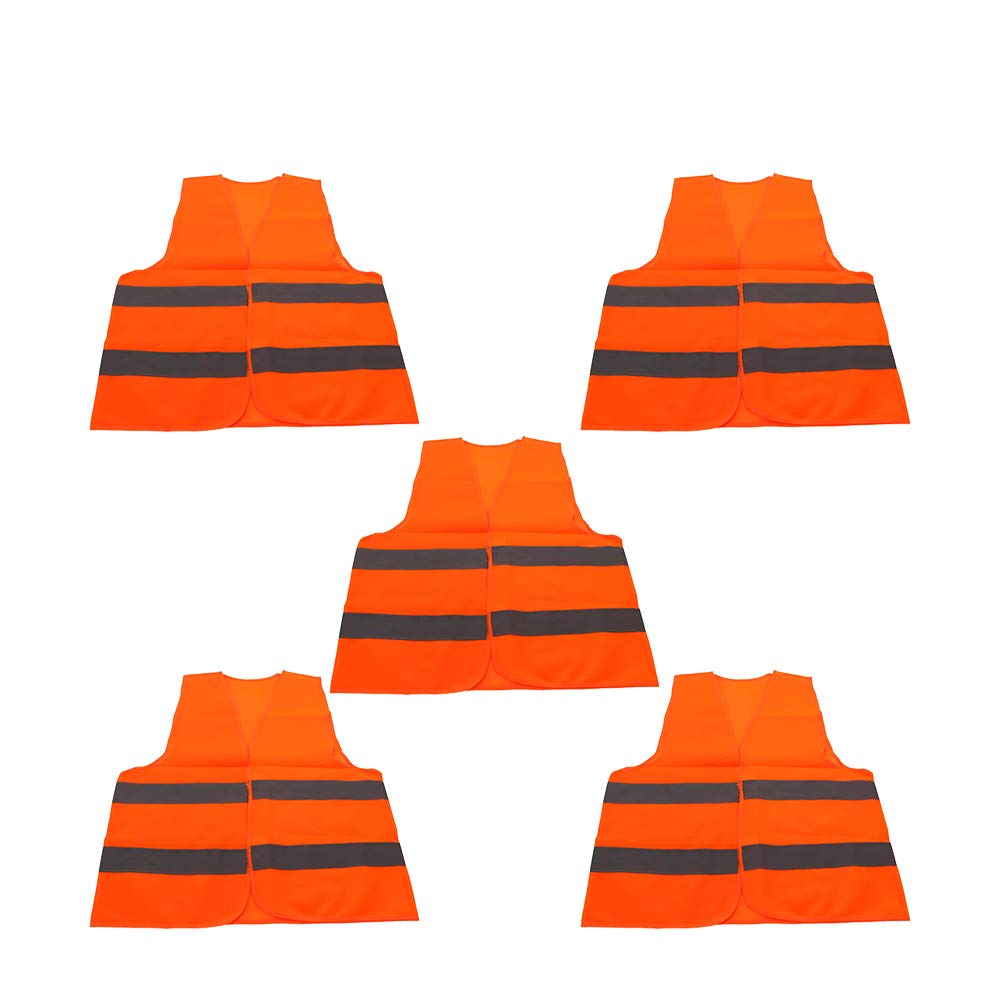 Othmro Safety Vest High Visibility Orange 85G warp Knitted Fabric Safety Vests for Men and Women 5pcs