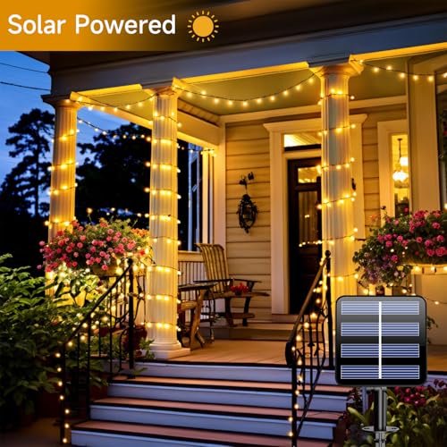 Electight 2 Pack 20M Solar String Lights Outdoor, Total 400 LED Solar Powered Fairy Lights, 8 Modes & IP65 Waterproof Lights for Tree, Patio, Garden, Yard, Home, Party, Christmas (Warm White)