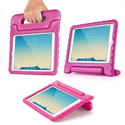 TNP iPad Case - Kids Shock Proof Soft Light Weight Childproof Impact Drop Resistant Protective Stand Cover Case with Handle for Apple iPad 2 & iPad 3 & iPad 4 (Hot Pink)