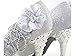 getmorebeauty Women's Silver Lace Flower Pearls Closed Toes Wedding Shoes 8 B(M) US