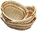 ShopOnNet RT450130-3 Handwoven Wicker Storage Basket Curve Pole Handle in Dual Brown and Sand (Set of 3)