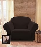Chezmoi Collection Brooks Black Micro Suede 4-Way Stretch Slipcover Arm Chair