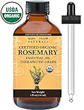 Organic Rosemary Essential Oil 4 oz USDA Certified, by Mary Tylor Naturals, Premium Therapeutic Grade, 100% Pure & Natural
