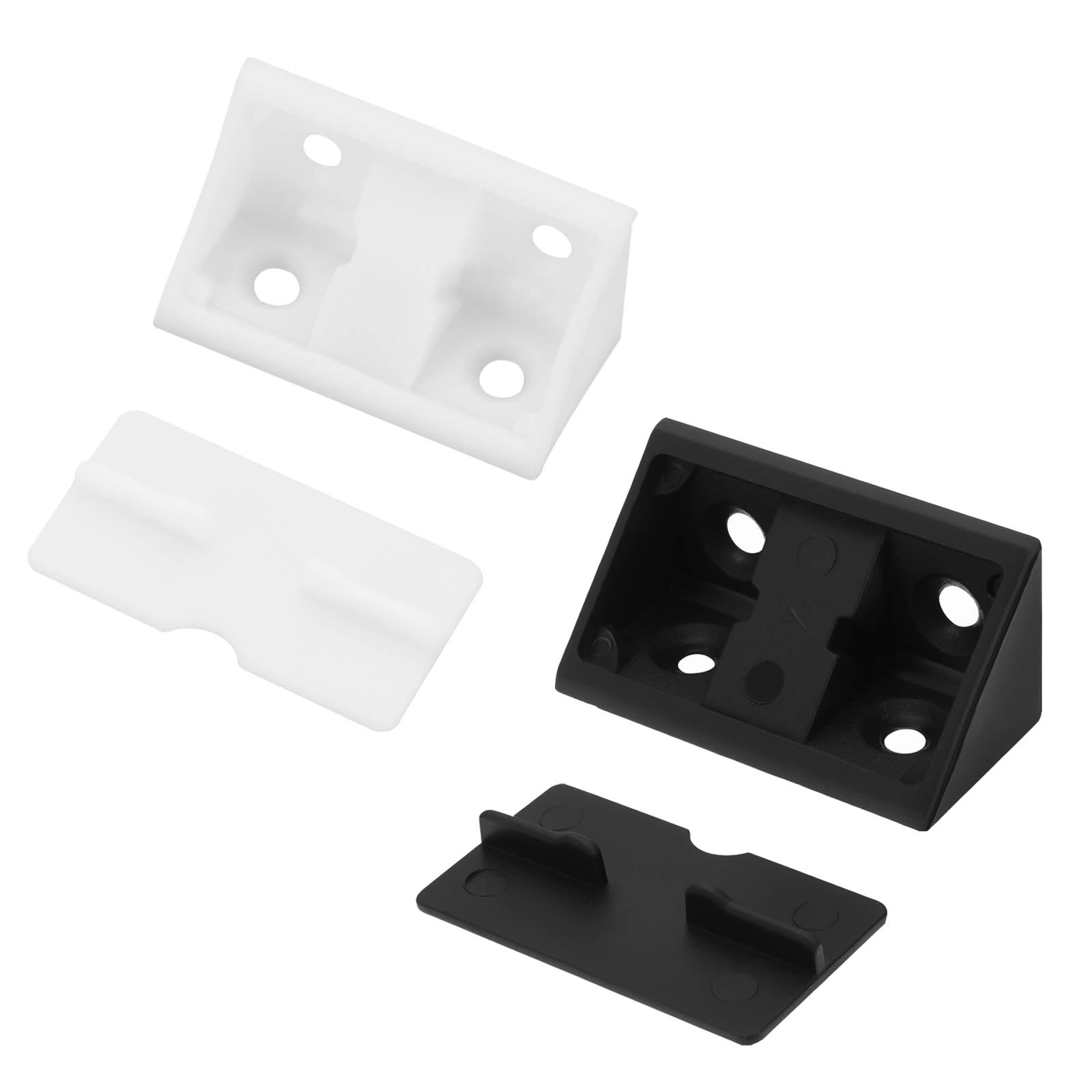 Create idea 100pcs Plastic Right Corner Brace 41x20x20mm Furniture Corner Brace Joints with Cap for Reinforced Drawers Cabinets Wardrobes Desks, Black White