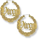 Zodiac Bamboo XOXO Hoop Earrings with Old English Font for Women Girls Astrology Earrings Fashion Jewelry 14K Gold Plated 90's Earrings for Women Hip Hop Style Party Accessory