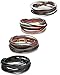 ORAZIO 4Pcs Leather Bracelet for Men Womens Rope Wrap Bangle Cuff Bracelet,7-8 Inches Adjustable