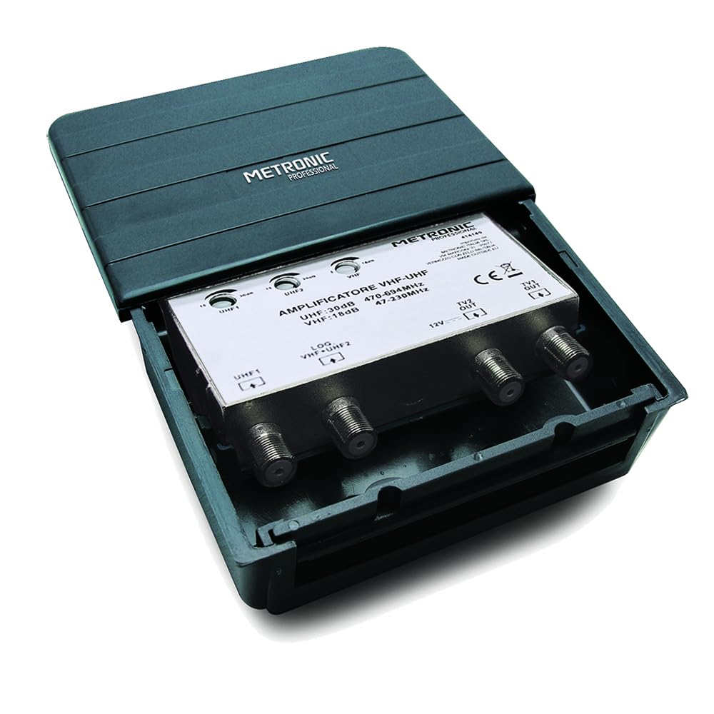 Metronic 414140 TV Amplifier/Coupler 2 Inputs, Black