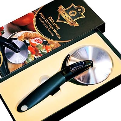 Vinzard - Deluxe Professional Pizza Cutter Wheel 3.5'' with Safe Blade Cover - Ultra Sharp Stainless Steel Blade Cheese Dough Cookies Pie Knife Slicer - Durable Anti-Slip Handle - Christmas GIFT