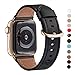 WFEAGL Compatible iWatch Band 40mm 38mm, Top Grain Leather Band with Gold Adapter (The Same as Series 4 with Gold Stainless Steel Case in Color) for iWatch Series 4/3/2/1(Black Band+Gold Adapter)