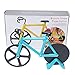 Pizza Cutter - Bicycle Pizza Cutter Wheel Pizza Slicer Sharp Dual Stainless Steel Bike Wheels with a Display Stand by Yuxing (Blue)