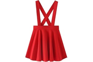 Noomelfish Girls Suspender Skater Skirt Stretchy Cotton Flared Overall Dress (4-12 Years)