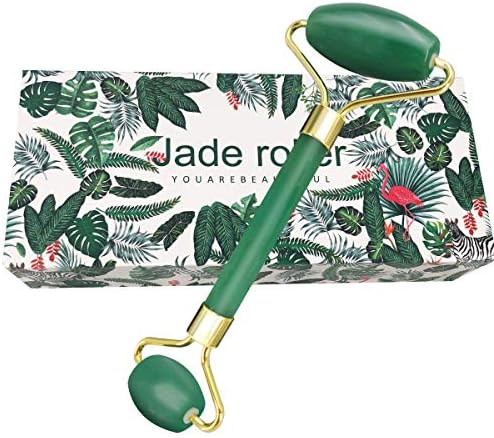 Jade Roller for Face - 100% Real Jade Facial Massage Jade Roller, Anti-aging, Face-lifting and Headache Relief