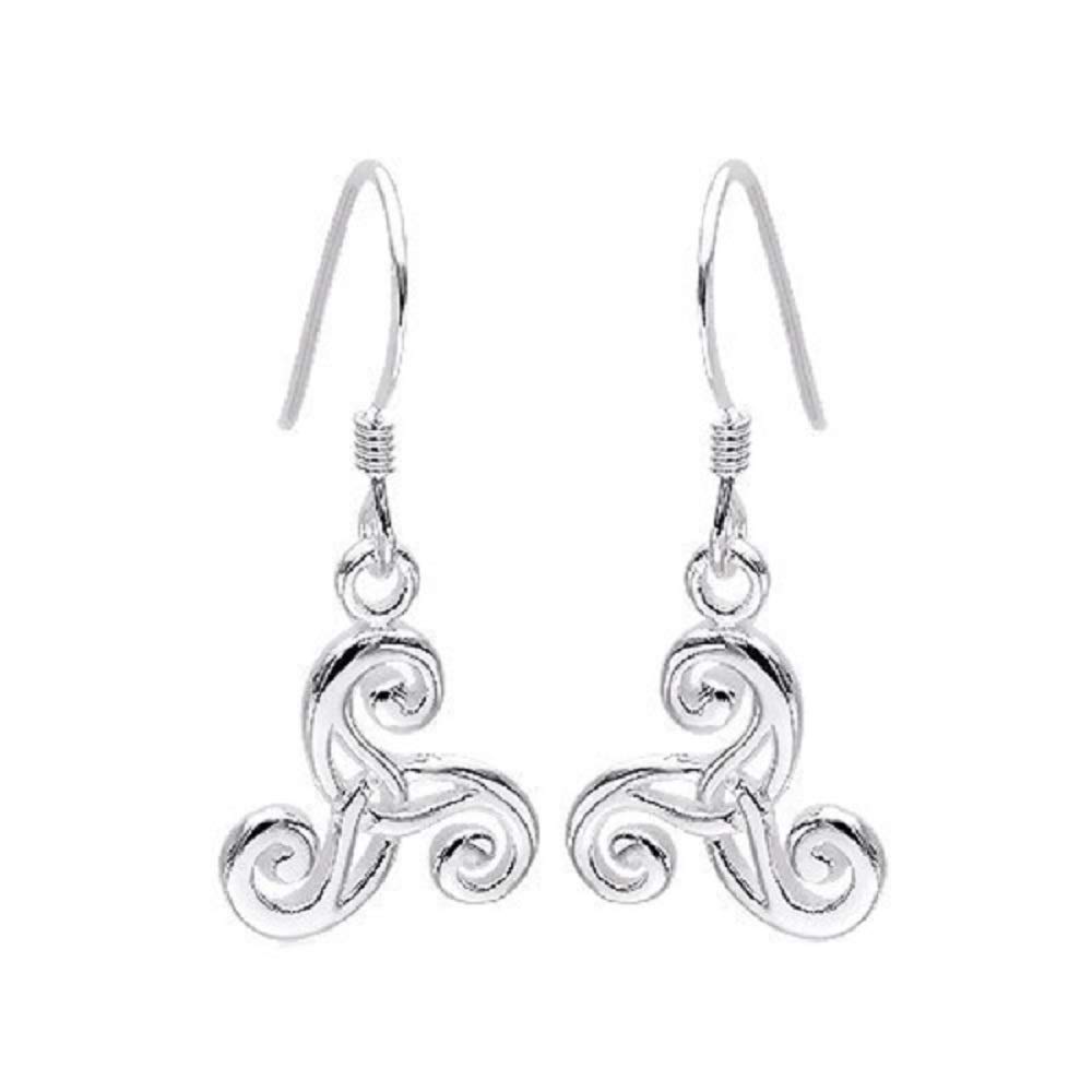 BellaMira Lifestyle Accessories Lovely Spiral Celtic Necklace and Earrings (as Chosen) Fine Sterling Silver Jewellery Gift Boxed (Triskele Earrings) — image 1