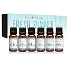 Premium Grade Fragrance Oil - Fresh Summer - Gift Set 6/10ml Bottles - Baby Powder, Fresh Cotton, Ocean Breeze, Sweet Pea, Mountain Rain, Vanilla