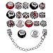 RUBYCA Silver Tone European Charm Bracelet 7.9