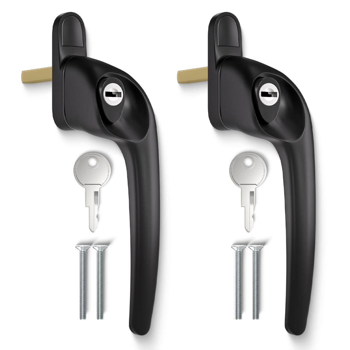 Bwintech 2 Pcs Offset Black UPVC Aluminium Window Handle,Right Hand, 43mm Spindle for Indoor and Outdoor UPVC Window