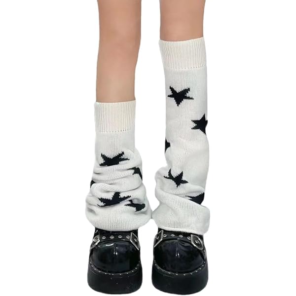 Skull Star Print Leg Warmers for Women Fairy Grunge Acubi