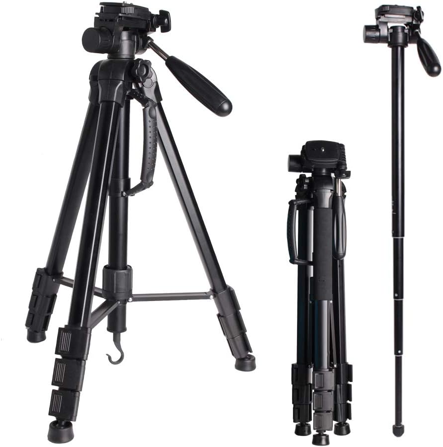 Portable Tripod 176cm/69.3inch for Digital Camera/DSLR/Gopro/Smartphone, Light Weight Aluminum Tripod Monopod with Quick Release Plate for Sony Nikon Camera,360° Rotation 4kg Load for Photography
