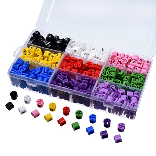 eBoot 495 Pieces Size Marker Wire Hanger Size Tags Color-coding Size Dividers 9 Sizes Set (XXS - 4XL) with Storage Box