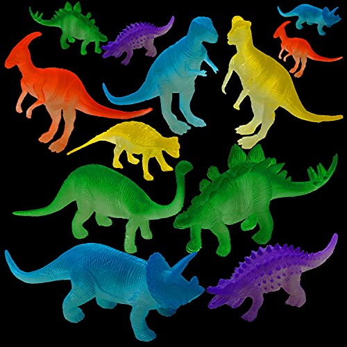 Kicko Glow in The Dark Dinosaurs 12 Pack Assorted Jurassic Toy