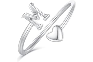 Ailetop Initial Heart Rings for Women Girls - 14K Yellow/White/Rose Gold Plated Adjustable Rings for Women Non Tarnish Teen Girls Gifts Trendy Stuff Jewelry Birthday Gifts