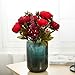 Ogrmar Vintage Artificial Peony Silk Flowers Bouquet for Decoration (Red x2)