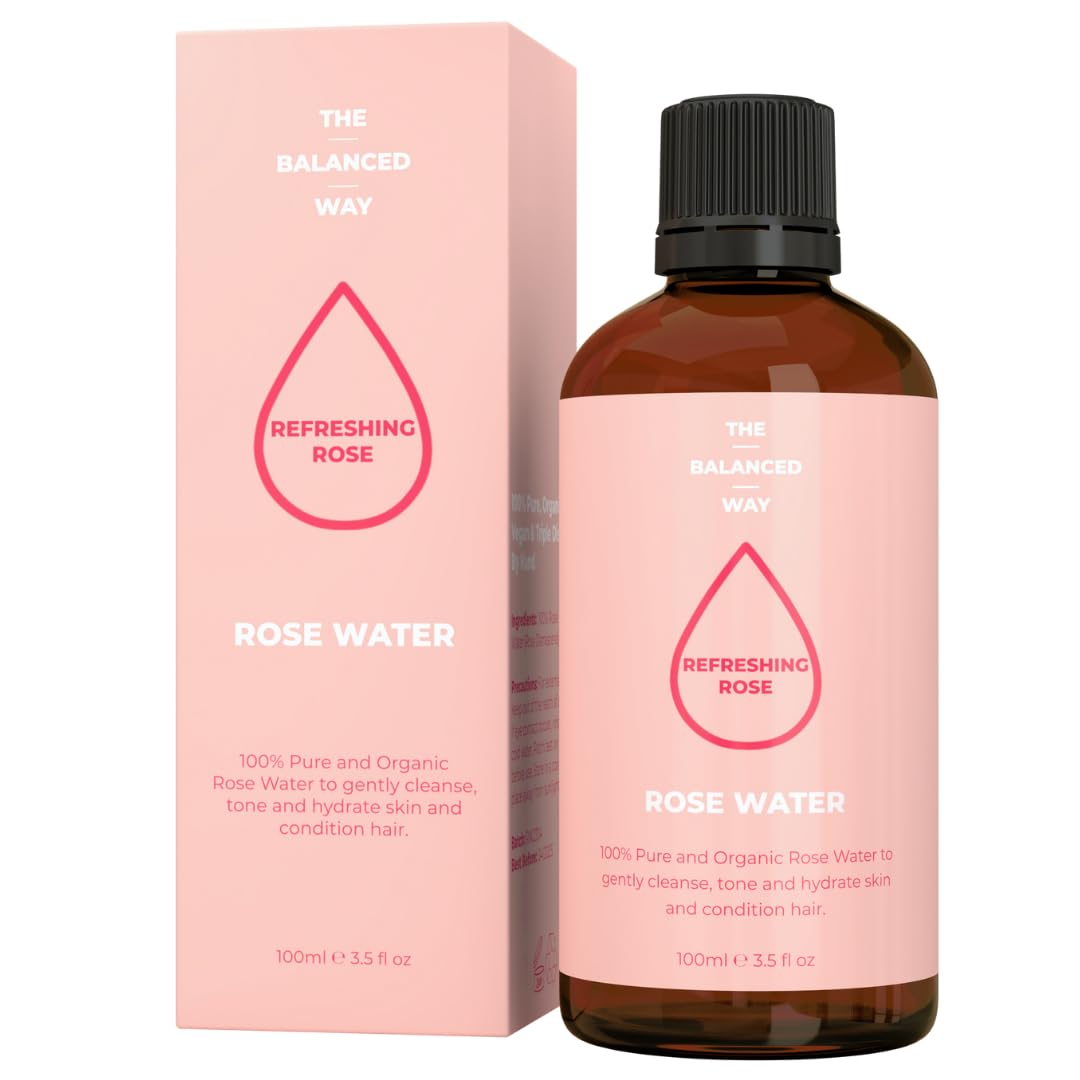 100% Pure Organic Rose Water for Face & Hair (100ml) | Pure Rose Water Calms & Soothes Irritated/Red Skin | Heals Blemishes | Rose Water for Hair Reduces Frizz | Incredibly Gentle/Triple Distilled