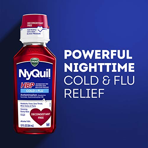 Vicks NyQuil, Cough, Cold & Flu Relief for High Blood Pressure, Sore